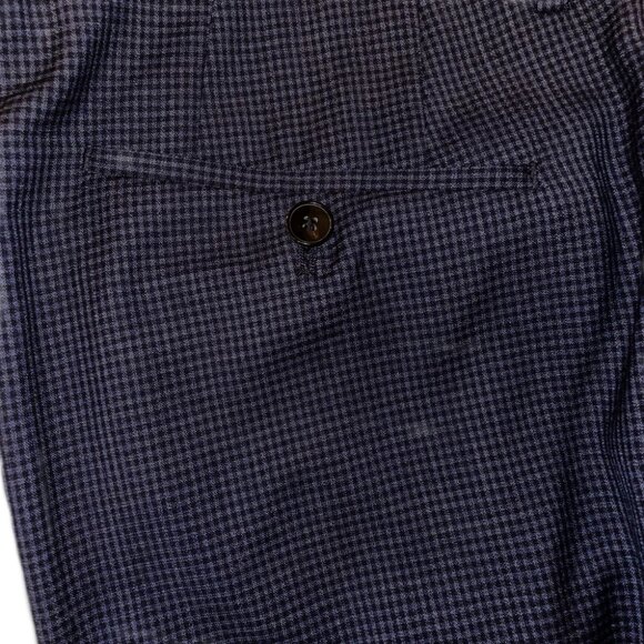 Hugo Boss Black Blue Check Wool Plain Front Trousers Size 36 x 32 - Picture 2 of 5